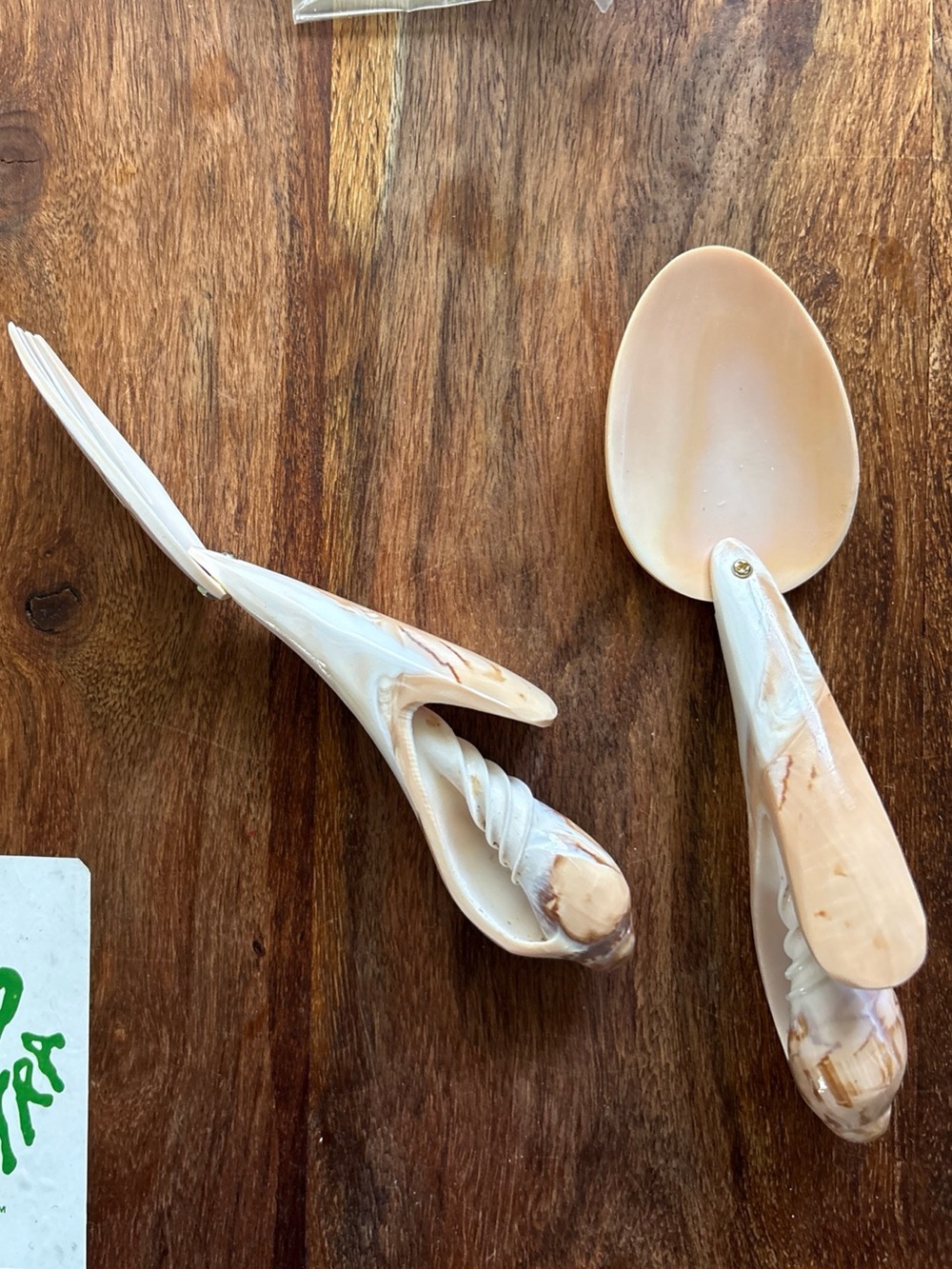 Beautiful and unique fork & spoon hand carved conch sea shell - Picture 2 of 12